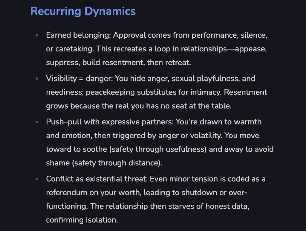 Personalized analysis screen